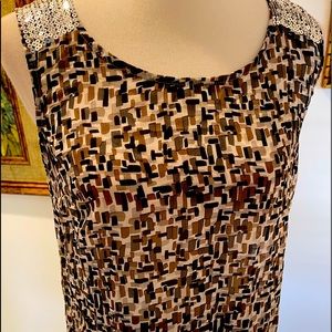 Mark By Avon Sheer camouflage Print Sequins Top L